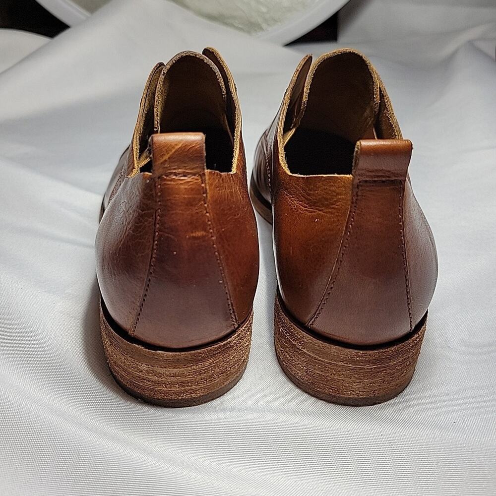 Kork-Ease Rori Oxford Shoe Women Tan Rum Leather Cap Laceless Up Slip On Flat - Picture 4 of 11